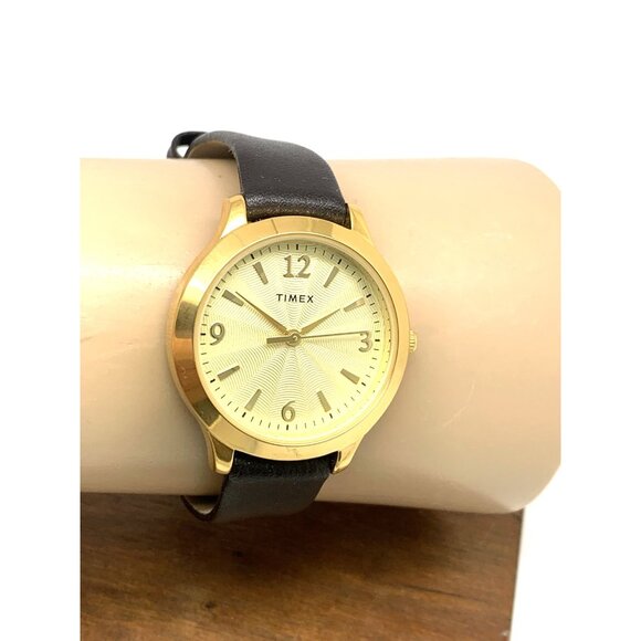Timex Women's Watch TW2V36000 Quartz Gold Black Leather Band 32mm - Picture 10 of 13